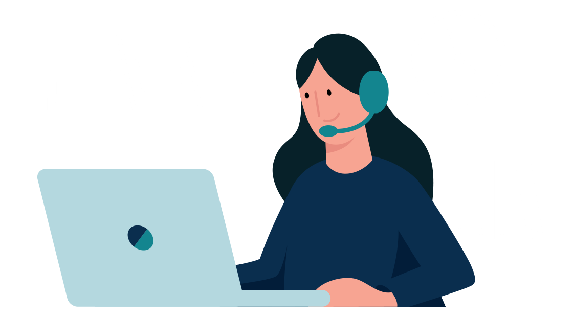 vrouw met headset en laptop