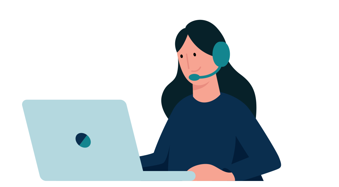 vrouw met headset en laptop