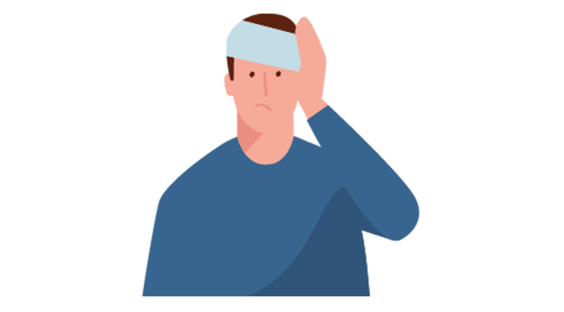 man met verband om zijn hoofd