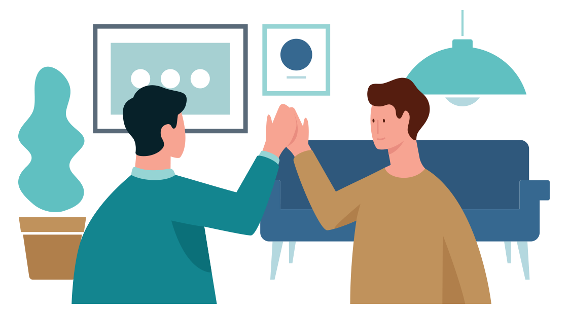 2 mannen geven elkaar een high-five