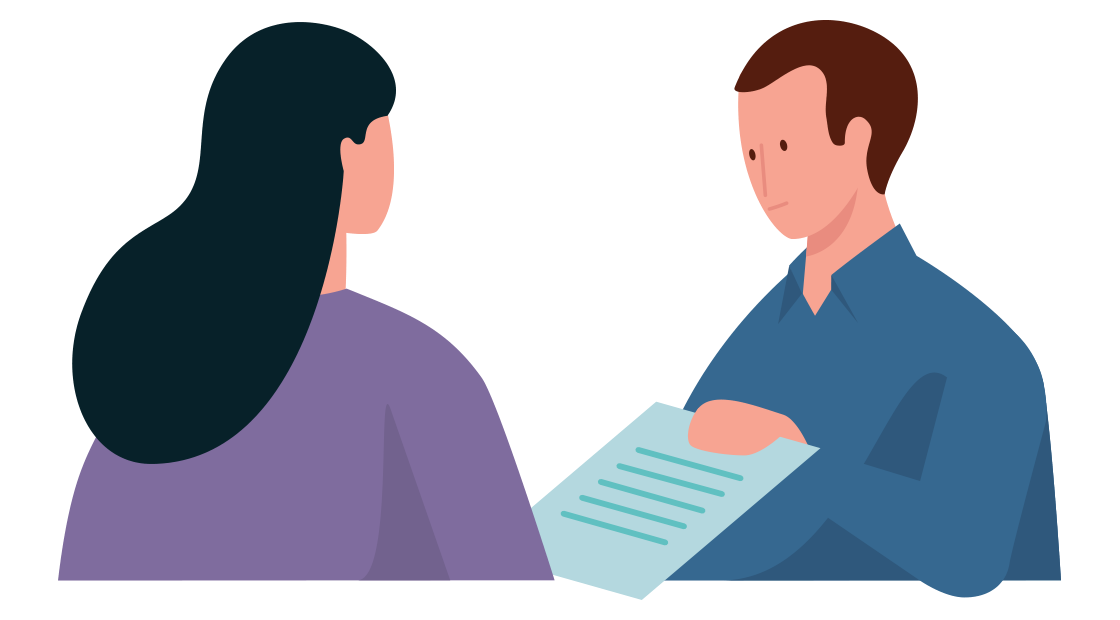 adviseur overhandigt document aan klant