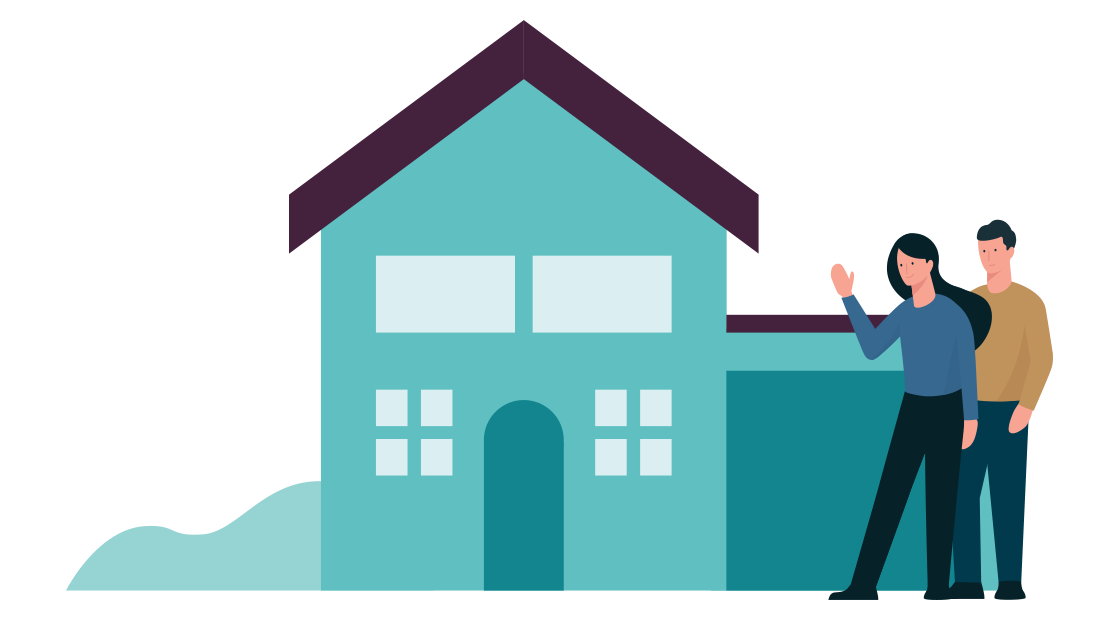 man en vrouw staan voor een huis