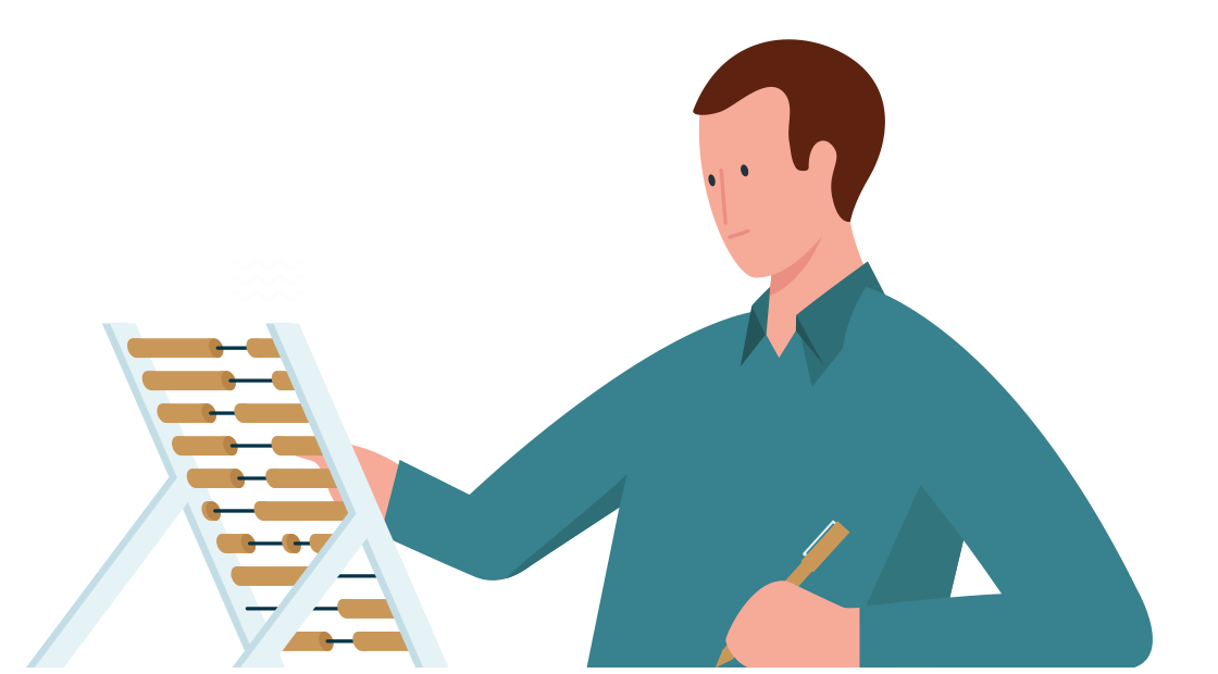 man maakt een berekening op zijn telraam