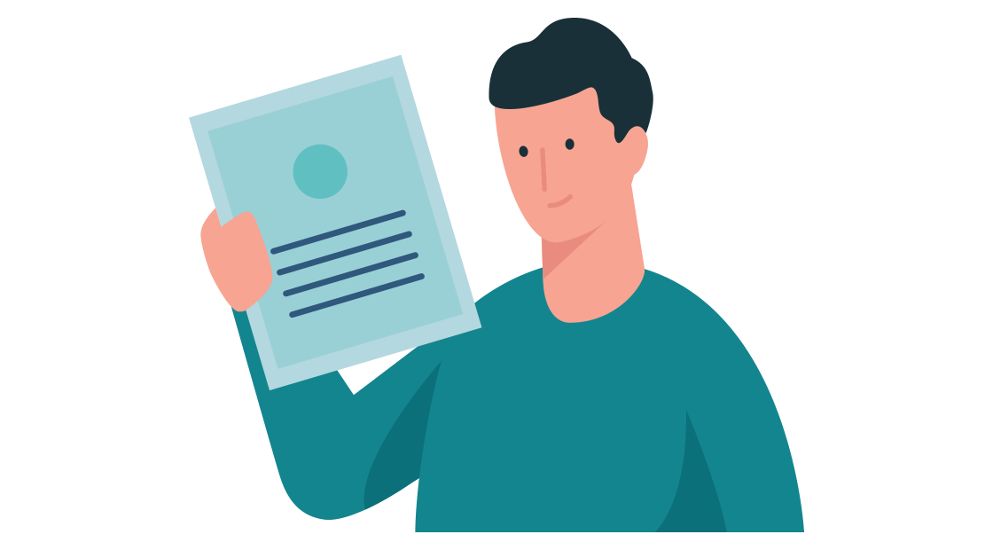 man houd een contract omhoog