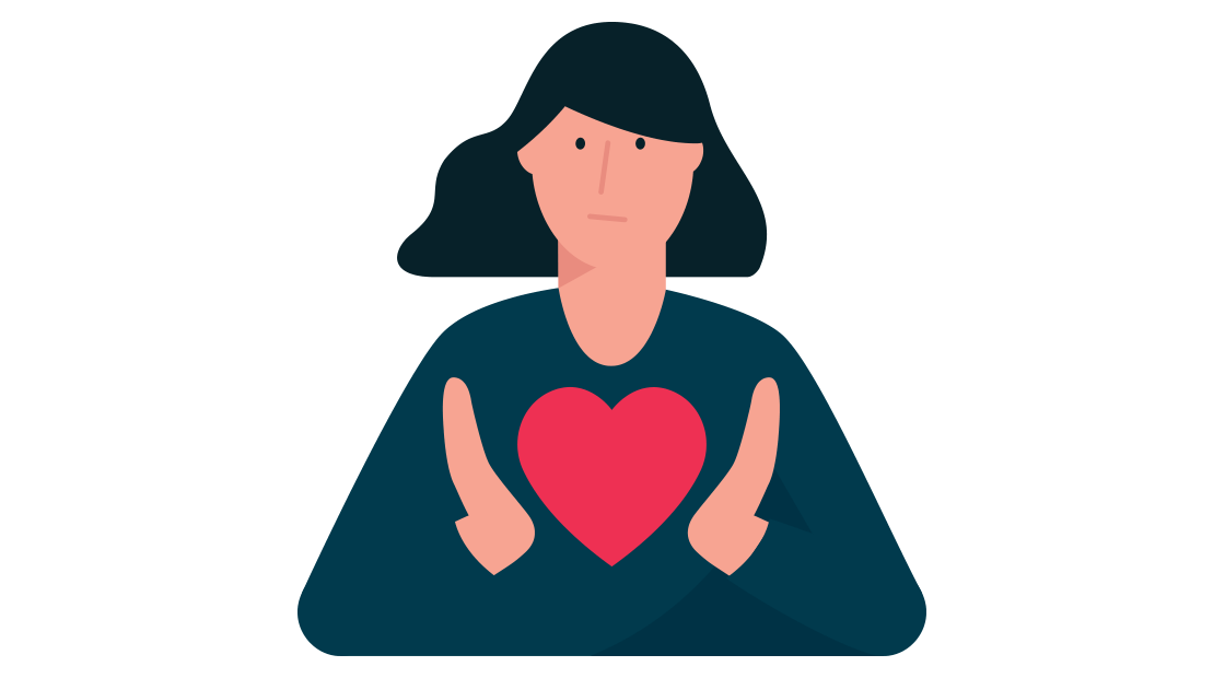 Vrouw houd een hart vast