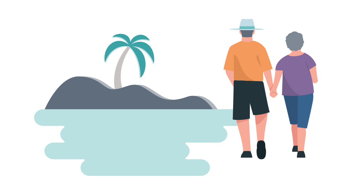 ouder stel loopt op het strand