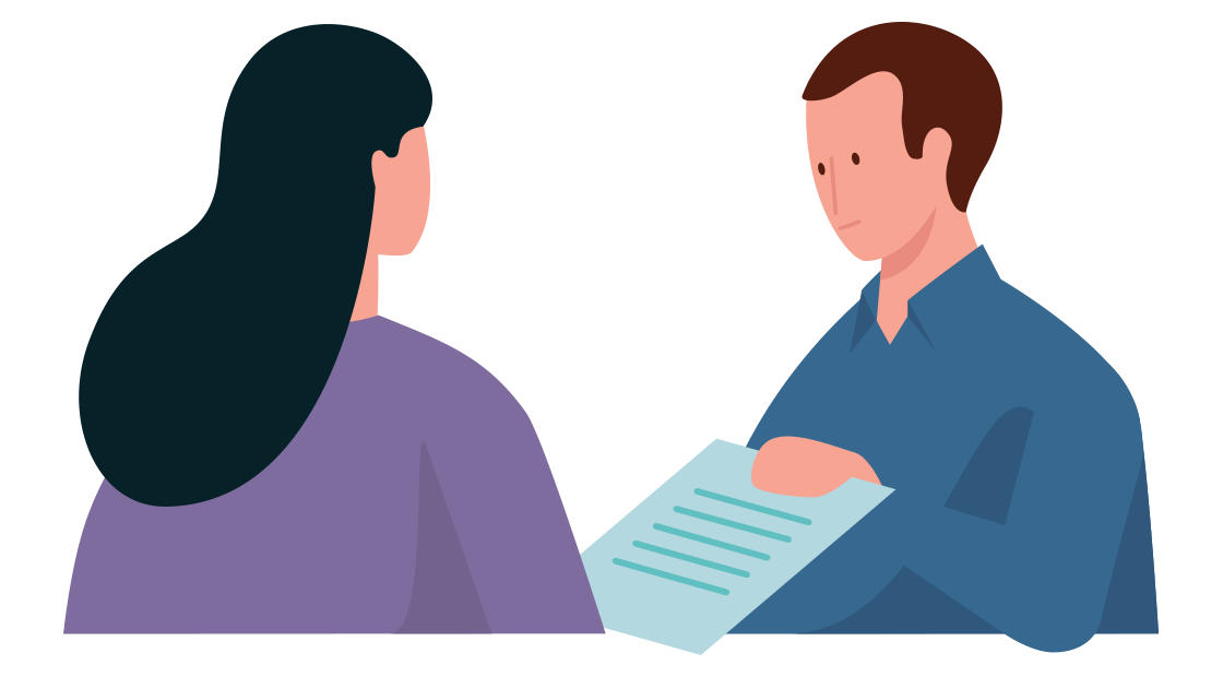 adviseur overhandigt document aan zijn klant