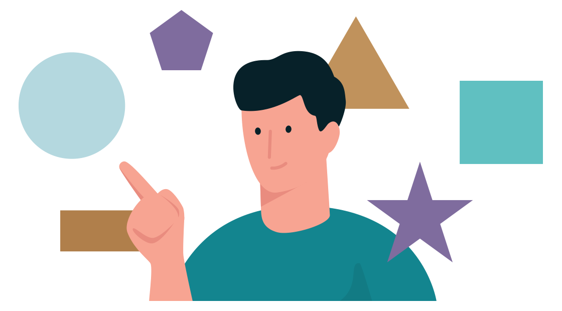 man wijst naar verschillende figuren