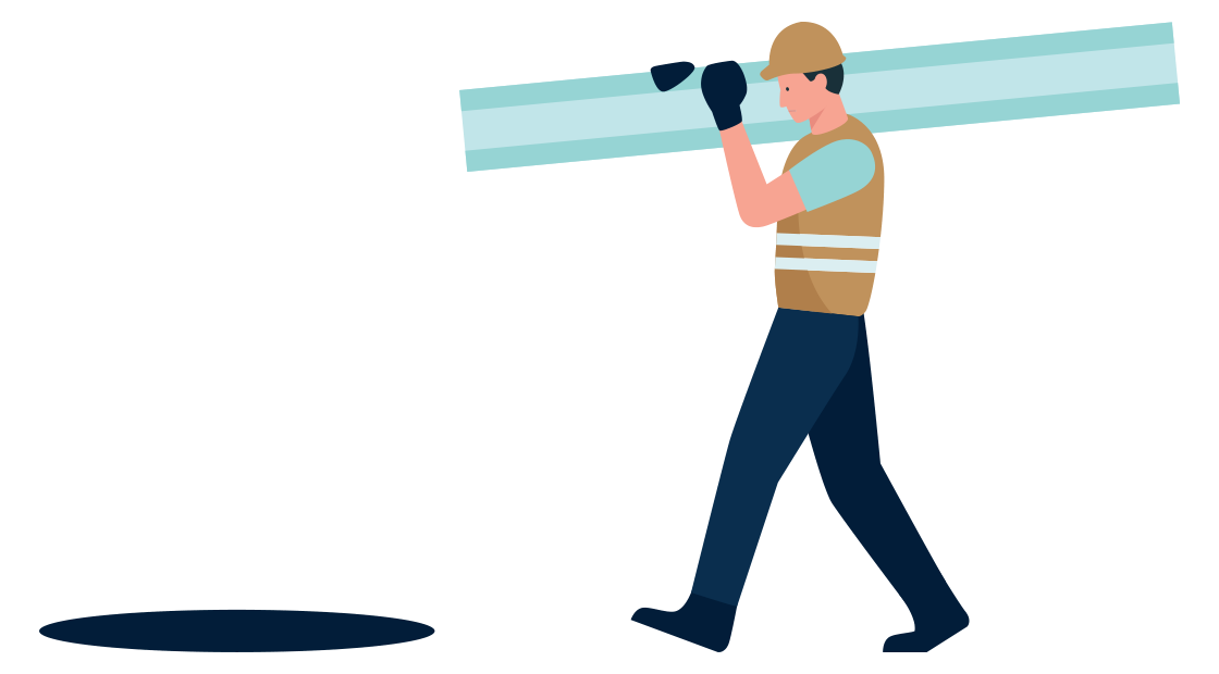 bouwvakker loopt richting een gat in de grond