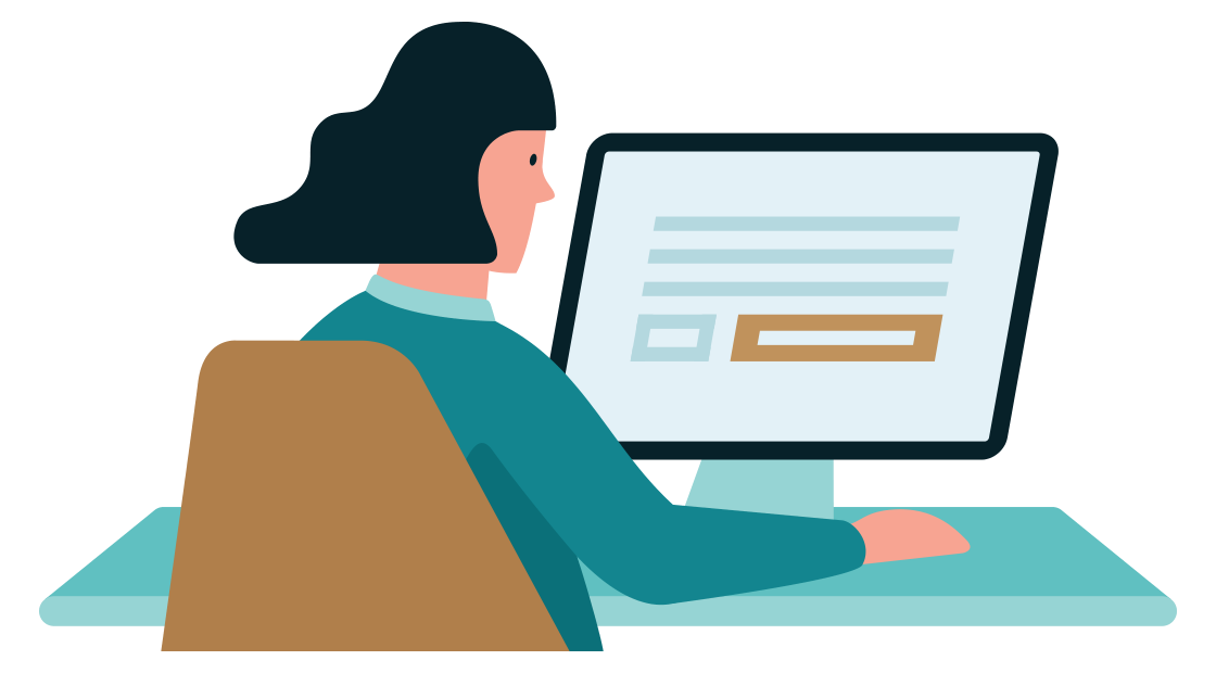 vrouw zit achter een computer